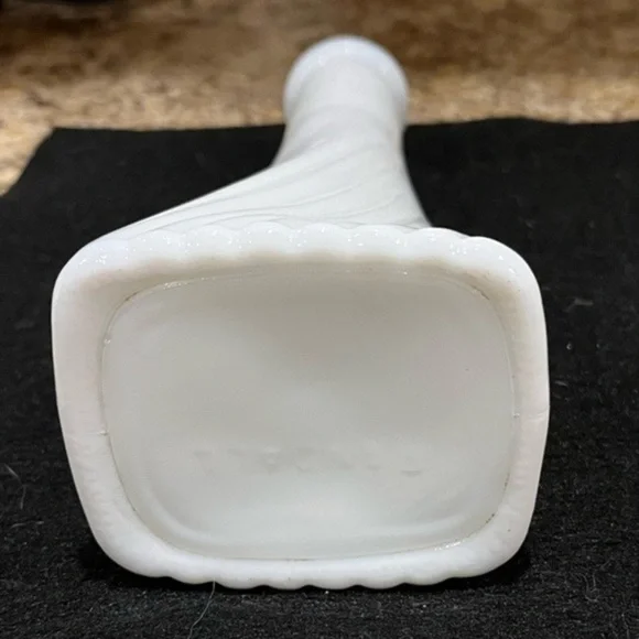 Vintage Randall White Milk Glass Bud Vase Art Deco Rectangular Swirl Pattern - Picture 6 of 11